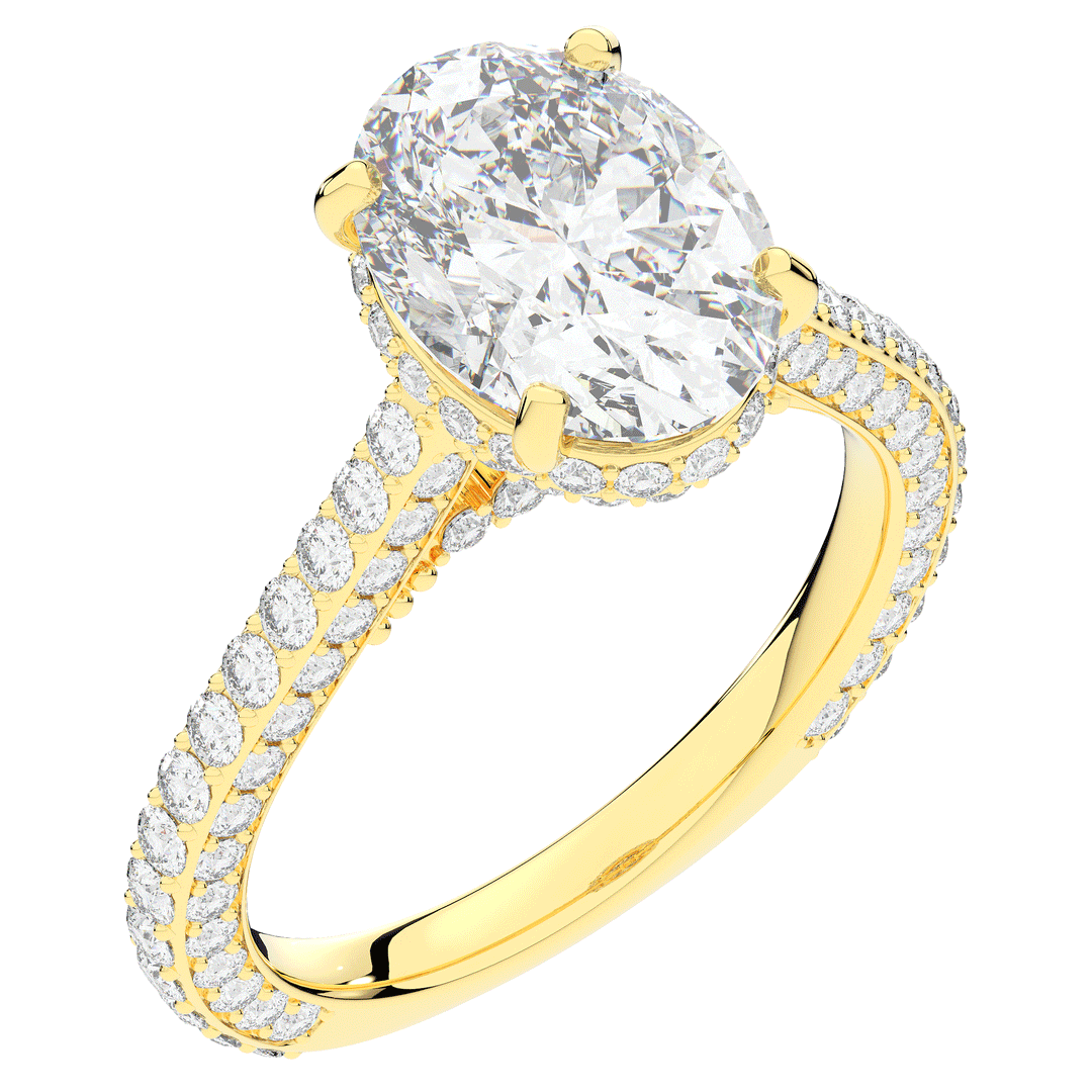 4.00CT.TW OVAL LAB DIAMOND UNDERHALO SOLITAIRE ENGAGEMENT RING - Nazarelle