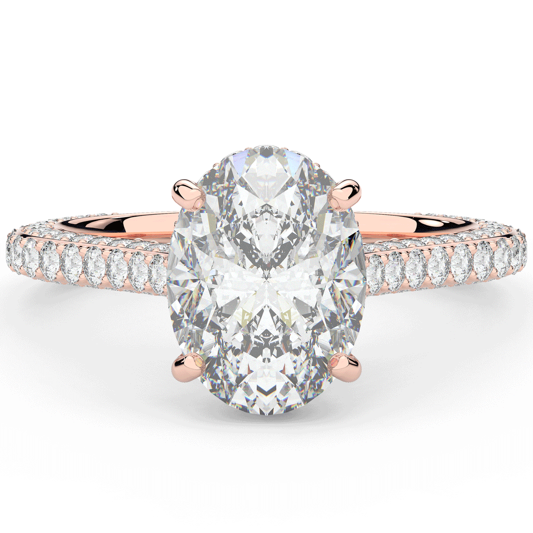 4.00CT.TW OVAL LAB DIAMOND UNDERHALO SOLITAIRE ENGAGEMENT RING - Nazarelle