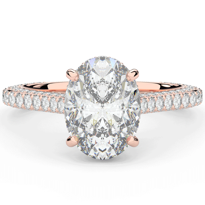 4.00CT.TW OVAL LAB DIAMOND UNDERHALO SOLITAIRE ENGAGEMENT RING - Nazarelle
