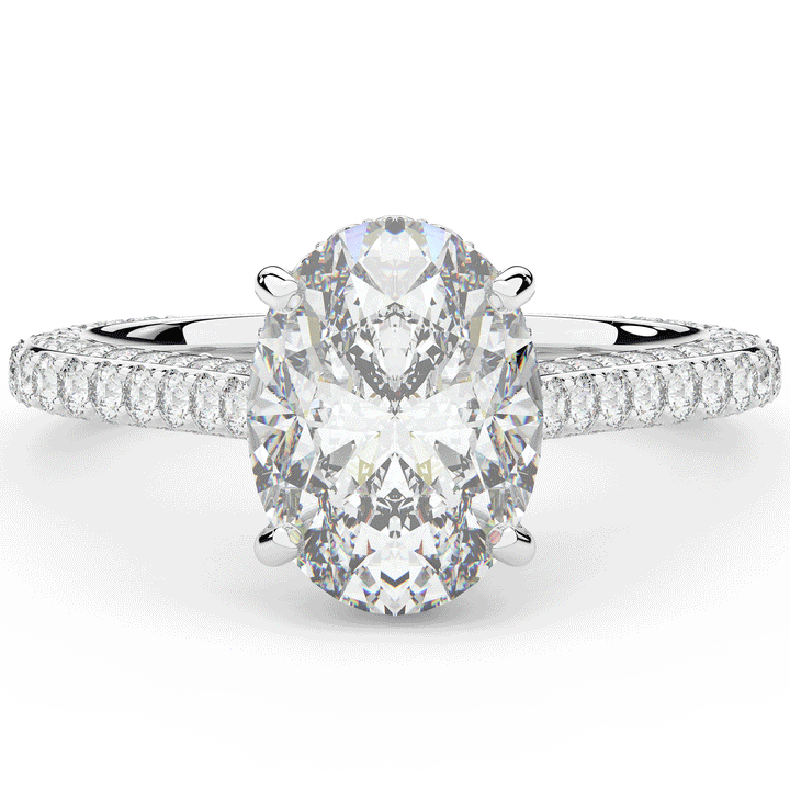 4.00CT.TW OVAL LAB DIAMOND UNDERHALO SOLITAIRE ENGAGEMENT RING - Nazarelle