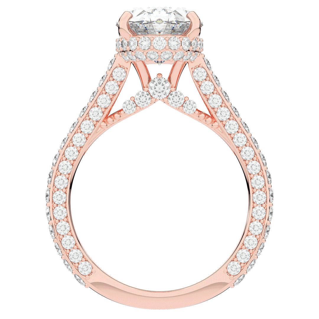 4.00CT.TW OVAL LAB DIAMOND UNDERHALO SOLITAIRE ENGAGEMENT RING - Nazarelle