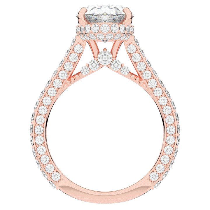 4.00CT.TW OVAL LAB DIAMOND UNDERHALO SOLITAIRE ENGAGEMENT RING - Nazarelle