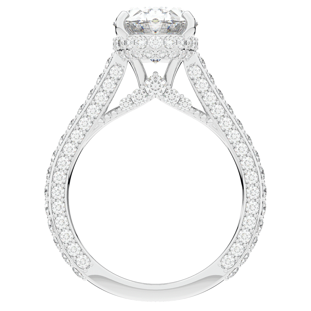 4.00CT.TW OVAL LAB DIAMOND UNDERHALO SOLITAIRE ENGAGEMENT RING - Nazarelle
