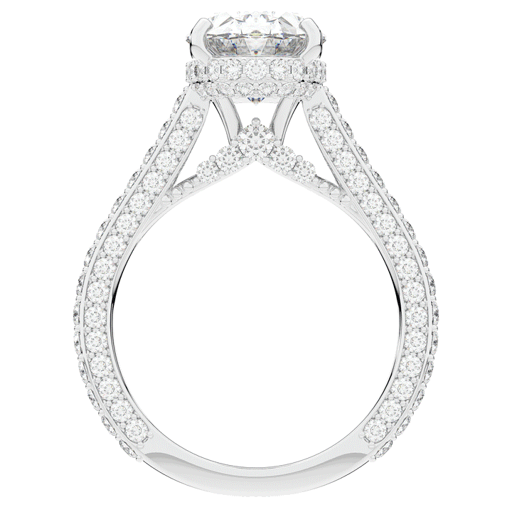 4.00CT.TW OVAL LAB DIAMOND UNDERHALO SOLITAIRE ENGAGEMENT RING - Nazarelle