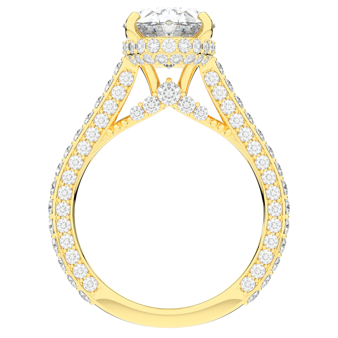 4.00CT.TW OVAL LAB DIAMOND UNDERHALO SOLITAIRE ENGAGEMENT RING - Nazarelle