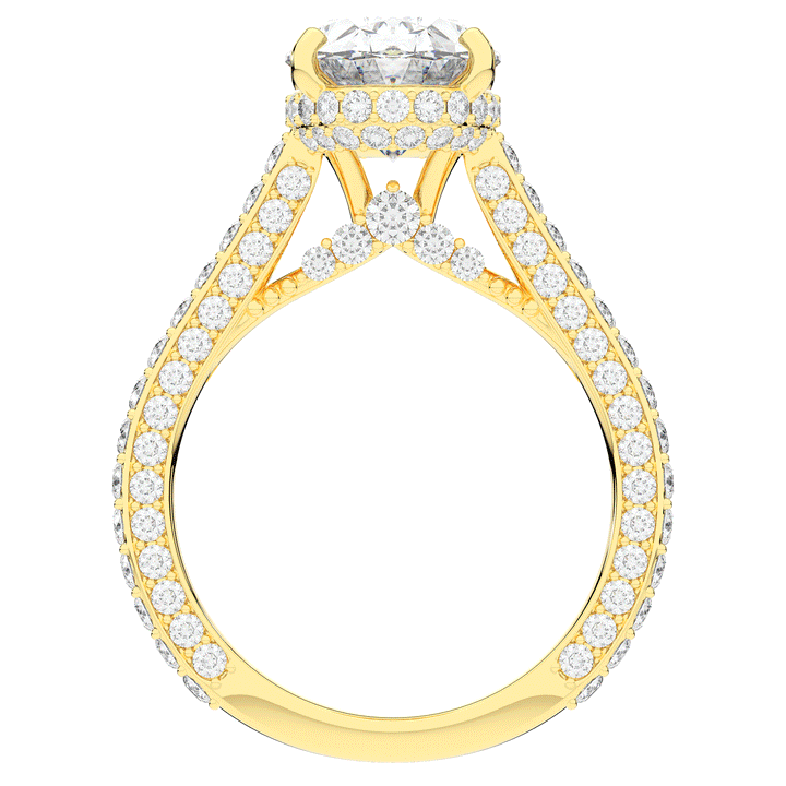 4.00CT.TW OVAL LAB DIAMOND UNDERHALO SOLITAIRE ENGAGEMENT RING - Nazarelle