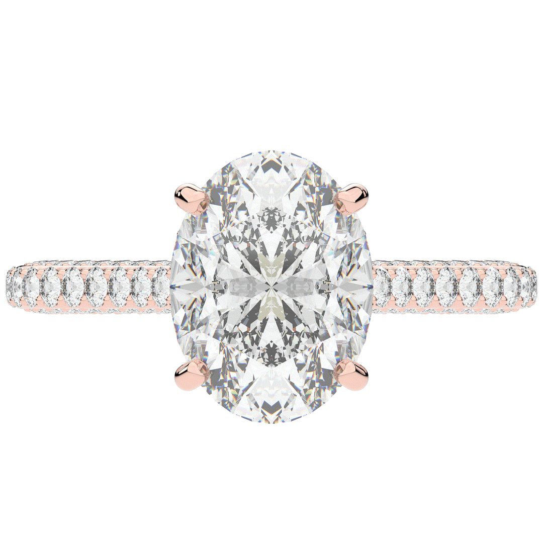 4.00CT.TW OVAL LAB DIAMOND UNDERHALO SOLITAIRE ENGAGEMENT RING - Nazarelle