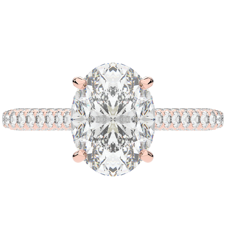 4.00CT.TW OVAL LAB DIAMOND UNDERHALO SOLITAIRE ENGAGEMENT RING - Nazarelle