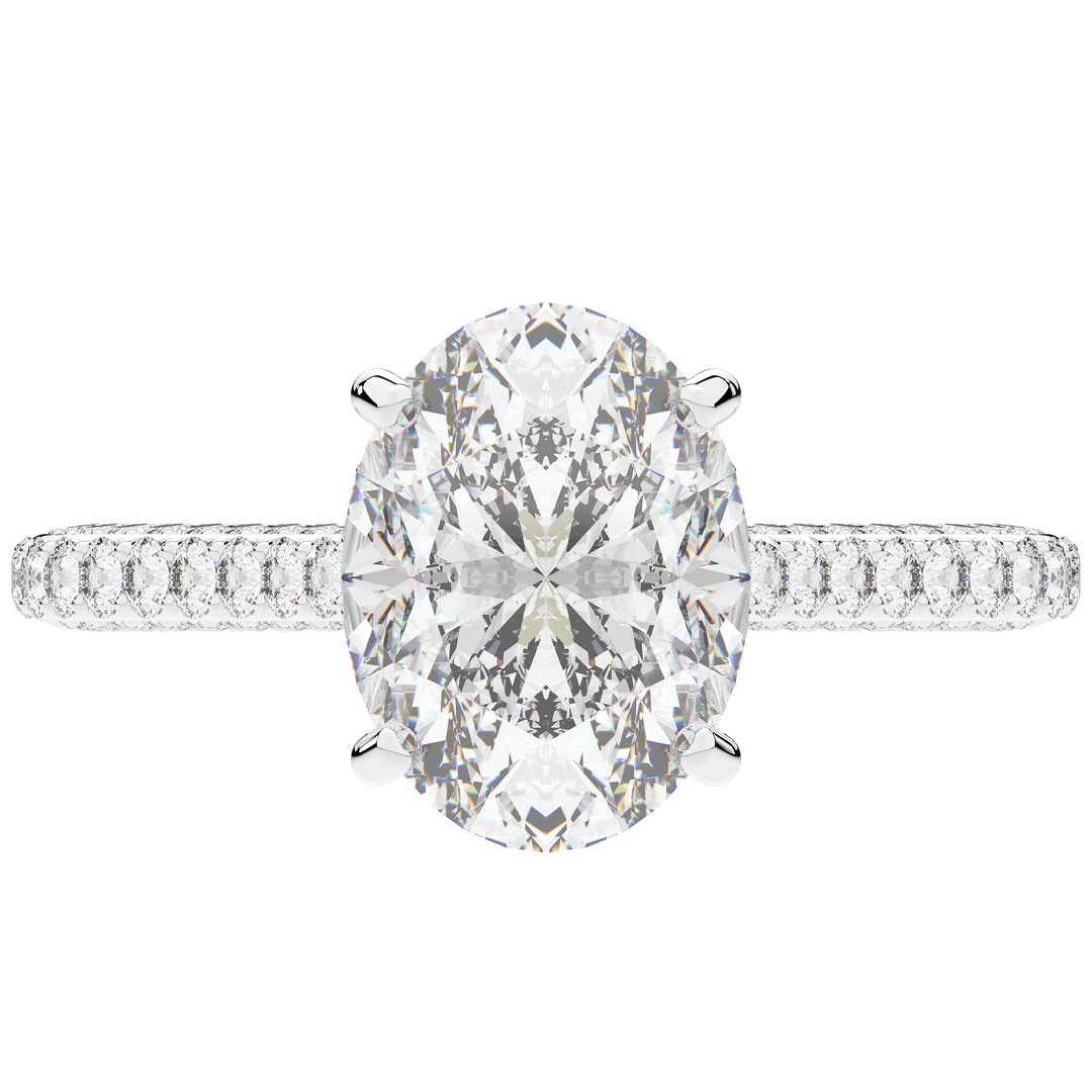 4.00CT.TW OVAL LAB DIAMOND UNDERHALO SOLITAIRE ENGAGEMENT RING - Nazarelle