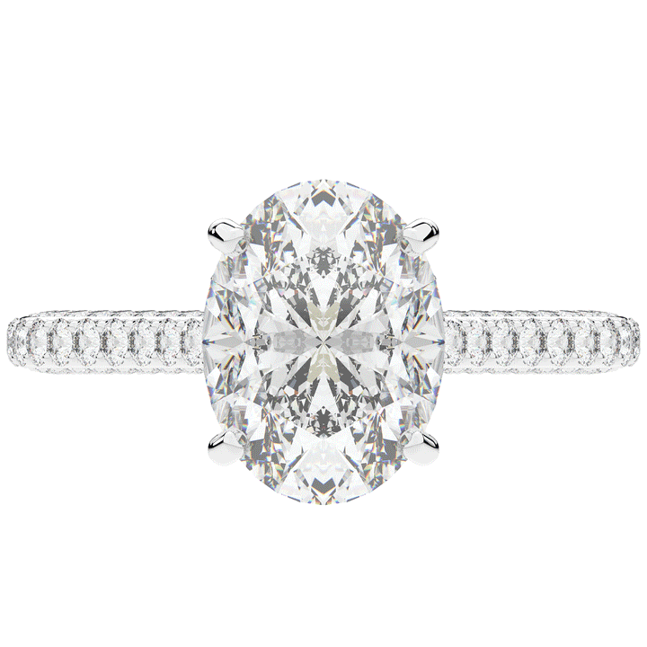 4.00CT.TW OVAL LAB DIAMOND UNDERHALO SOLITAIRE ENGAGEMENT RING - Nazarelle