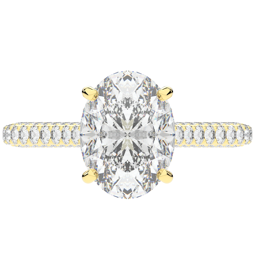 4.00CT.TW OVAL LAB DIAMOND UNDERHALO SOLITAIRE ENGAGEMENT RING - Nazarelle