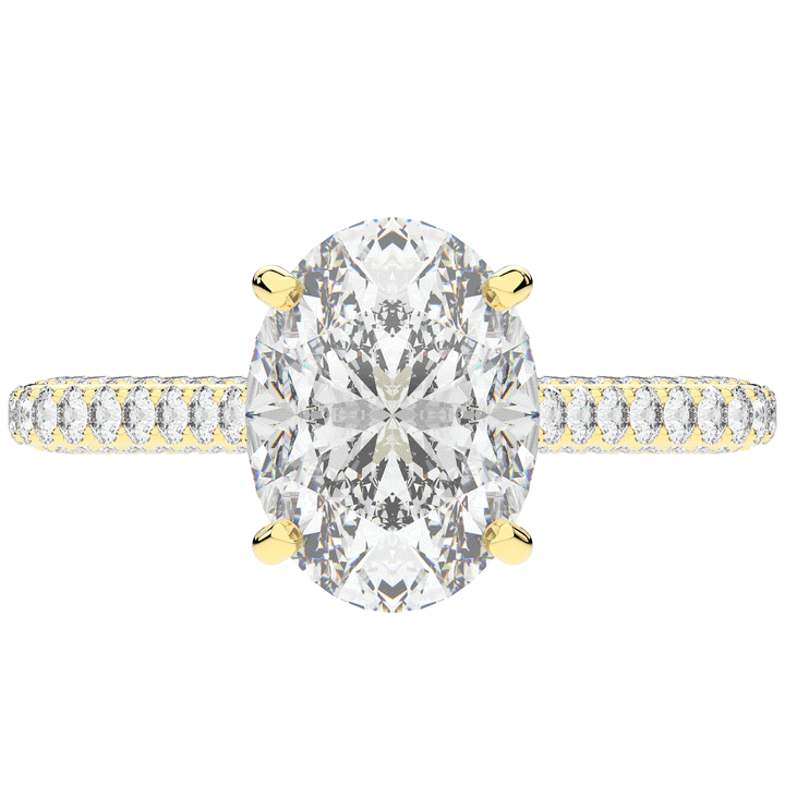 4.00CT.TW OVAL LAB DIAMOND UNDERHALO SOLITAIRE ENGAGEMENT RING - Nazarelle