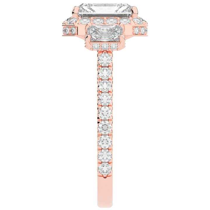 3.20CT.TW RADIANT LAB DIAMOND 3 STONE ENGAGEMENT RING - Nazarelle