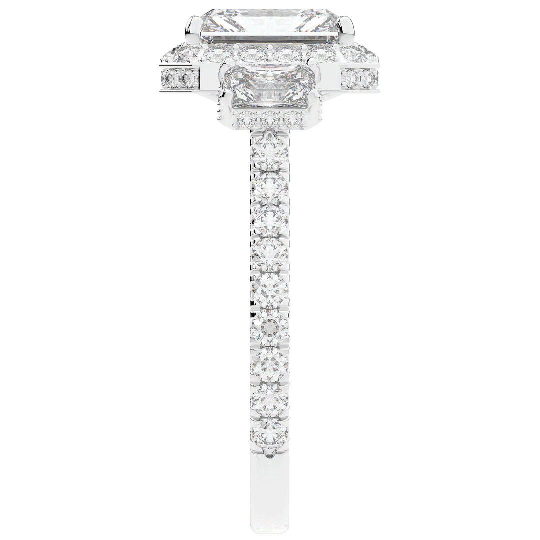 3.20CT.TW RADIANT LAB DIAMOND 3 STONE ENGAGEMENT RING - Nazarelle