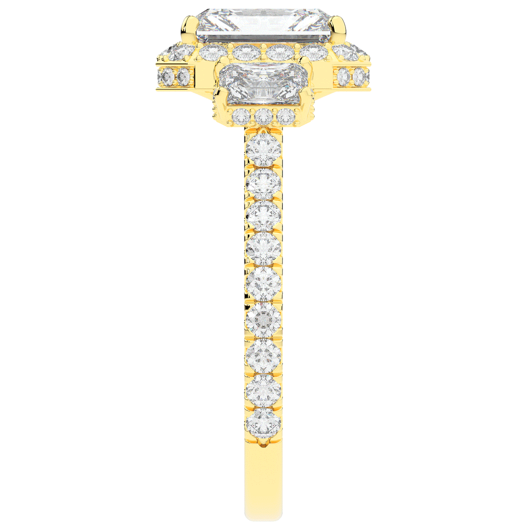 3.20CT.TW RADIANT LAB DIAMOND 3 STONE ENGAGEMENT RING - Nazarelle
