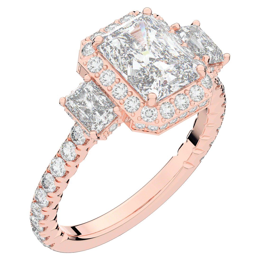 3.20CT.TW RADIANT LAB DIAMOND 3 STONE ENGAGEMENT RING - Nazarelle