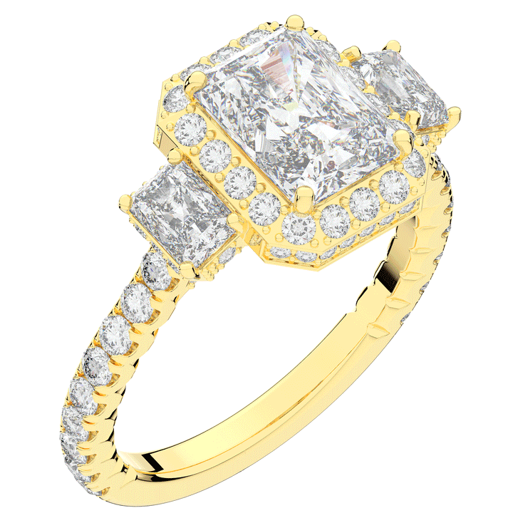 3.20CT.TW RADIANT LAB DIAMOND 3 STONE ENGAGEMENT RING - Nazarelle