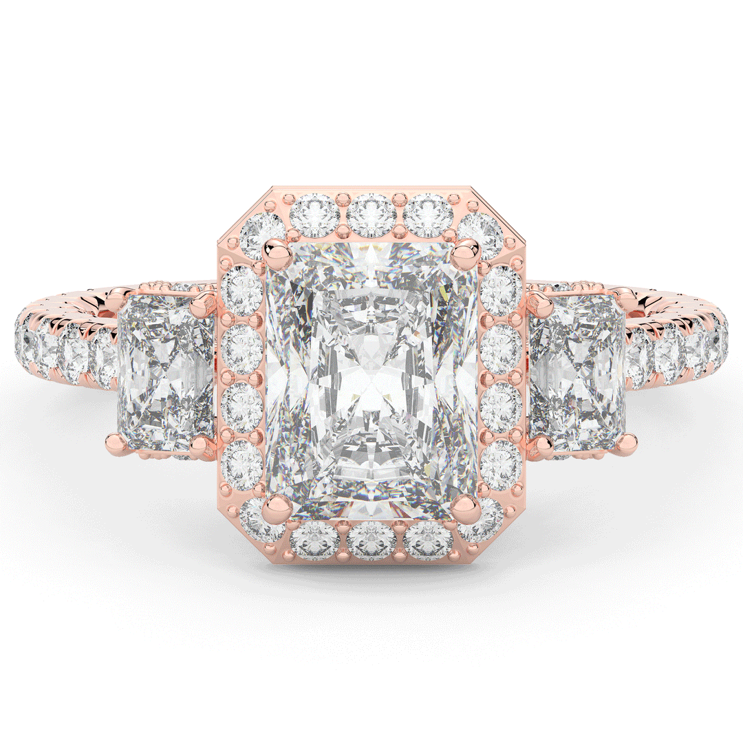 3.20CT.TW RADIANT LAB DIAMOND 3 STONE ENGAGEMENT RING - Nazarelle