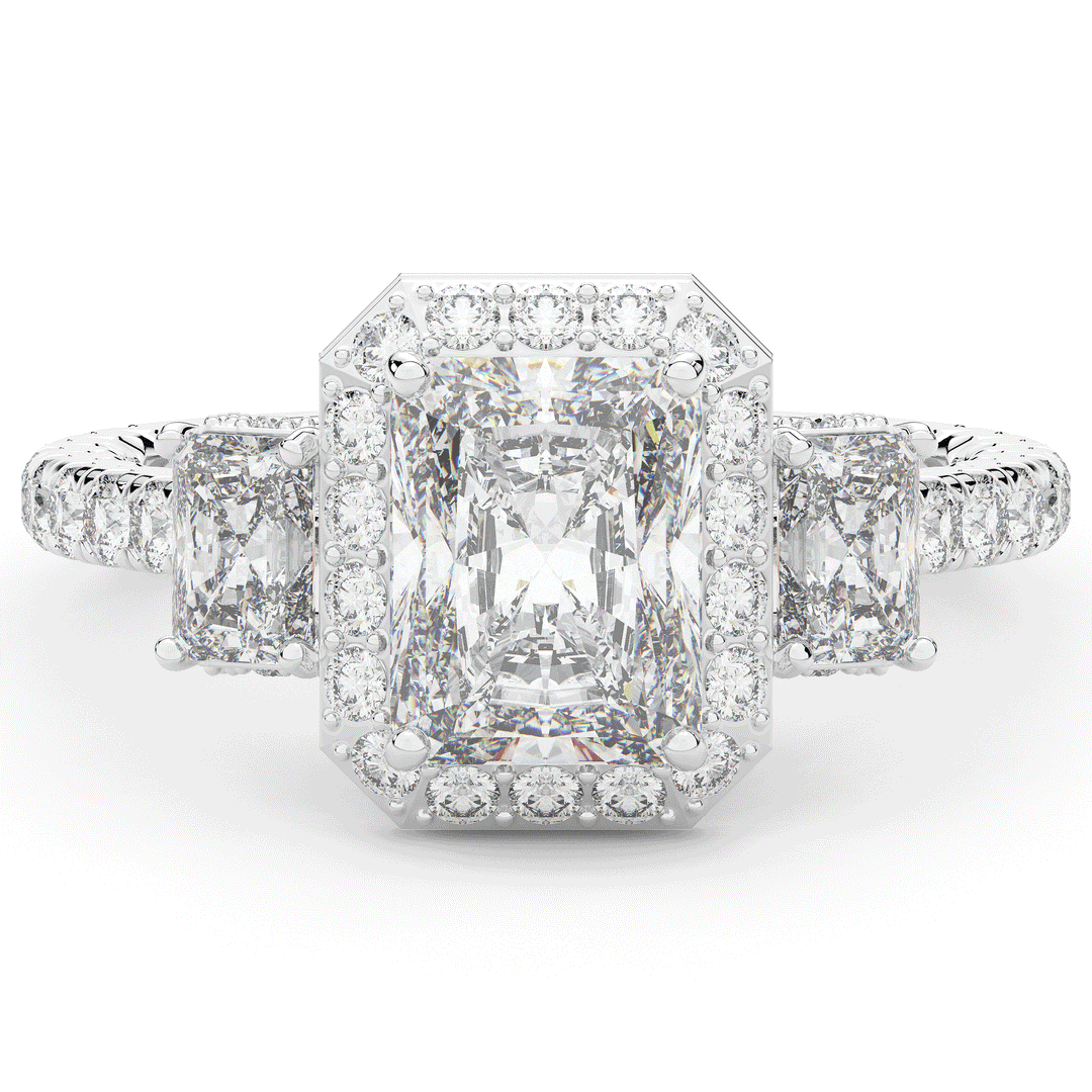3.20CT.TW RADIANT LAB DIAMOND 3 STONE ENGAGEMENT RING - Nazarelle