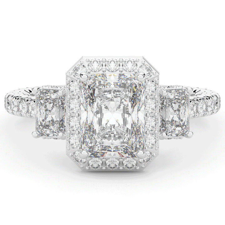 3.20CT.TW RADIANT LAB DIAMOND 3 STONE ENGAGEMENT RING - Nazarelle