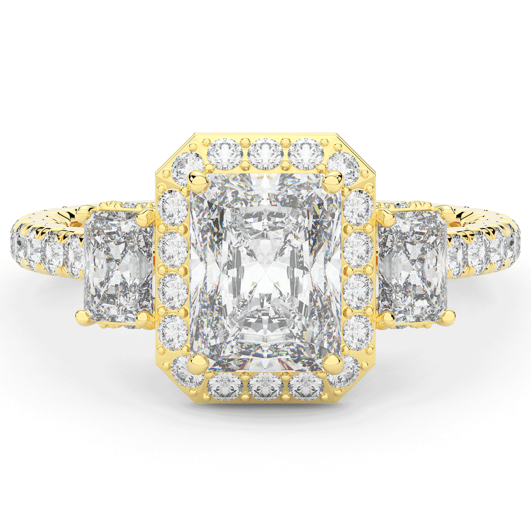 3.20CT.TW RADIANT LAB DIAMOND 3 STONE ENGAGEMENT RING - Nazarelle