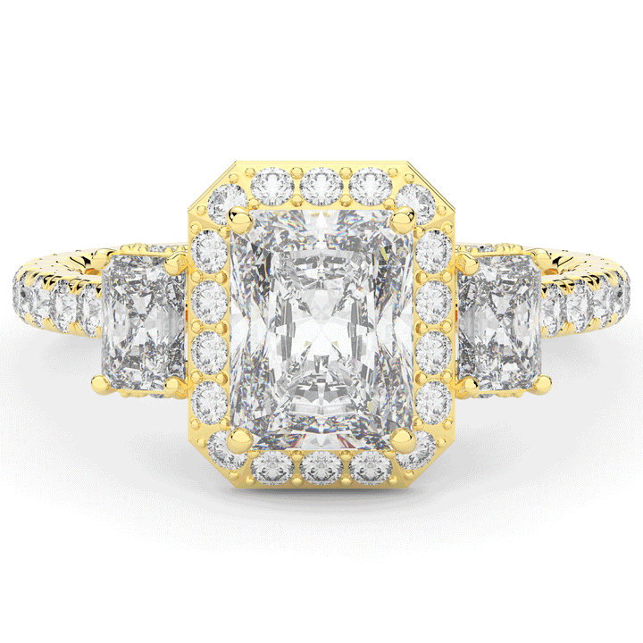3.20CT.TW RADIANT LAB DIAMOND 3 STONE ENGAGEMENT RING - Nazarelle