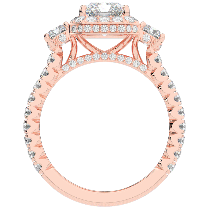 3.20CT.TW RADIANT LAB DIAMOND 3 STONE ENGAGEMENT RING - Nazarelle