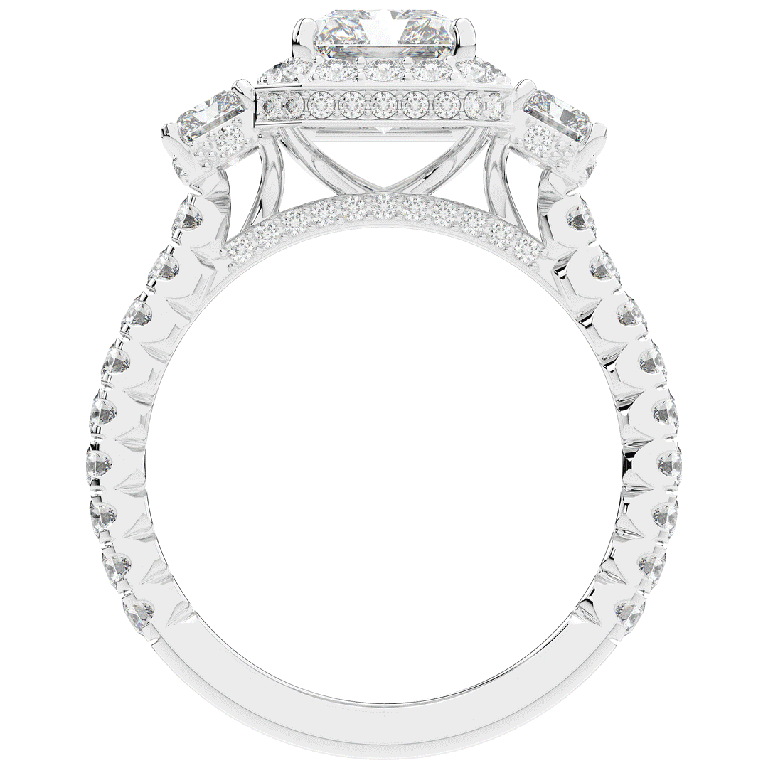3.20CT.TW RADIANT LAB DIAMOND 3 STONE ENGAGEMENT RING - Nazarelle