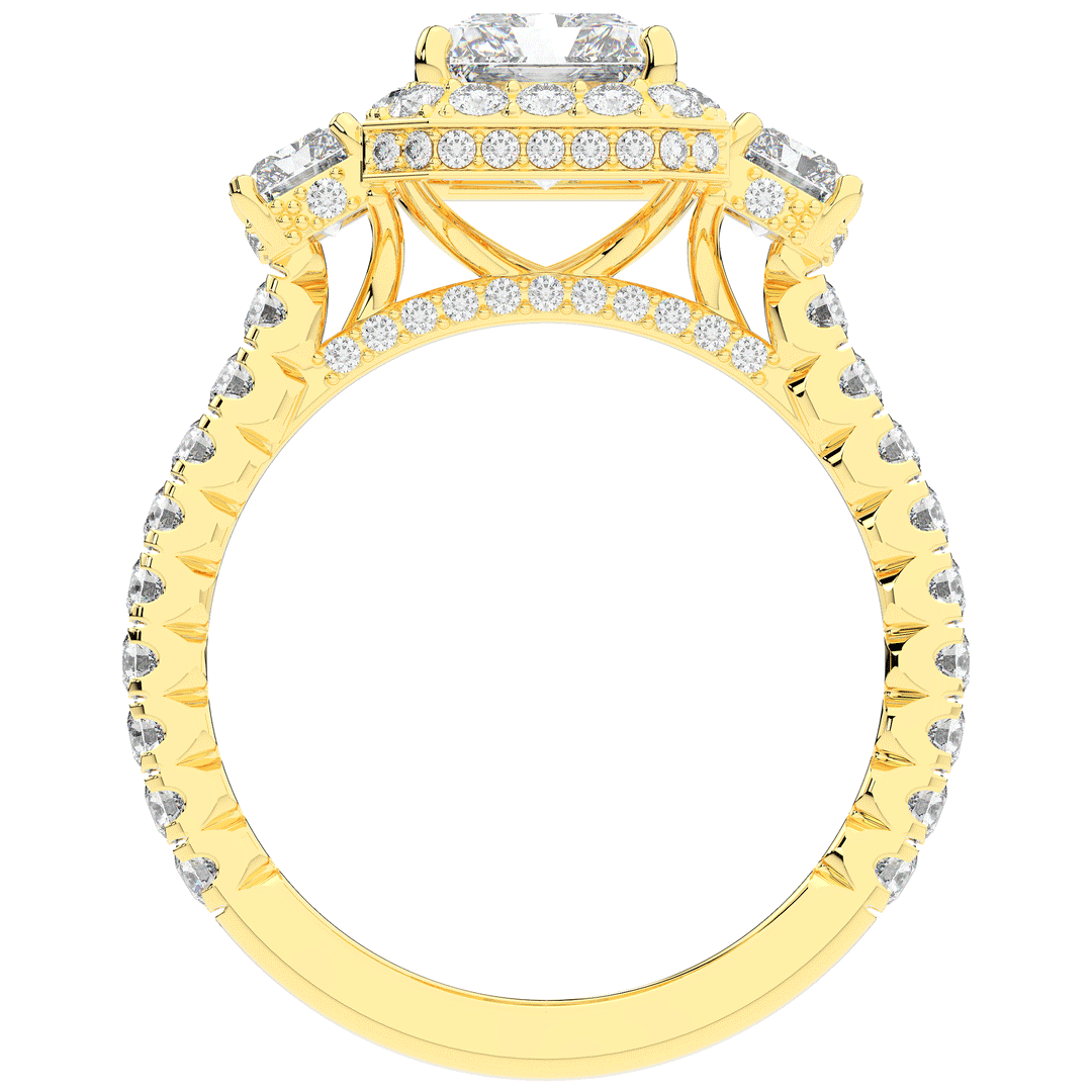 3.20CT.TW RADIANT LAB DIAMOND 3 STONE ENGAGEMENT RING - Nazarelle