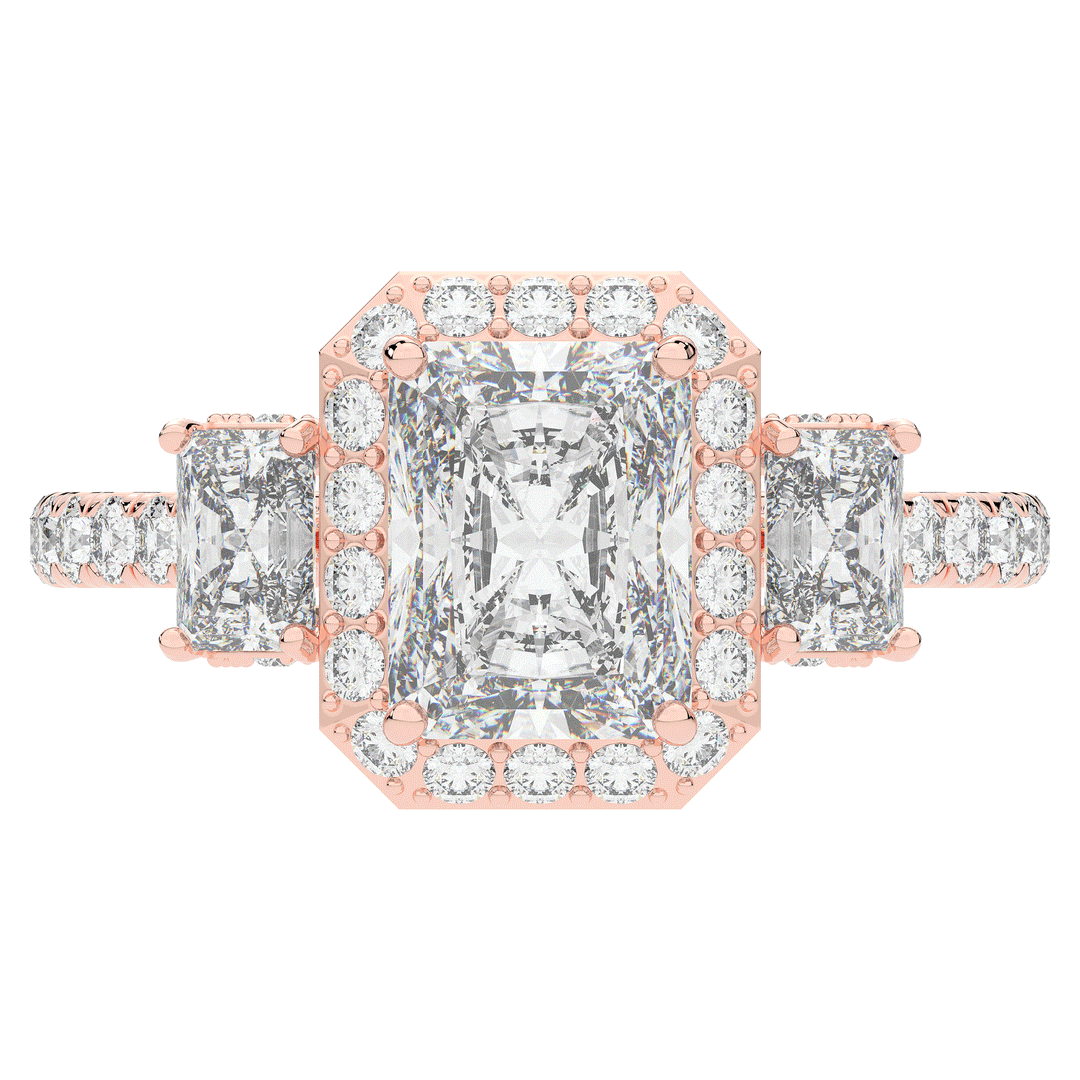 3.20CT.TW RADIANT LAB DIAMOND 3 STONE ENGAGEMENT RING - Nazarelle