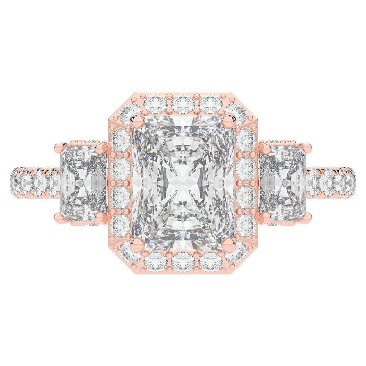 3.20CT.TW RADIANT LAB DIAMOND 3 STONE ENGAGEMENT RING - Nazarelle