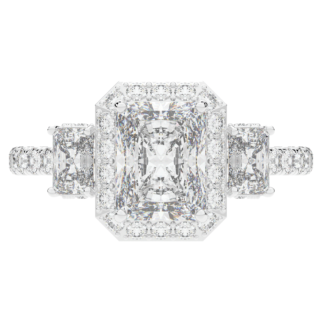 3.20CT.TW RADIANT LAB DIAMOND 3 STONE ENGAGEMENT RING - Nazarelle
