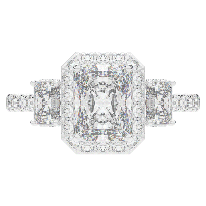 3.20CT.TW RADIANT LAB DIAMOND 3 STONE ENGAGEMENT RING - Nazarelle