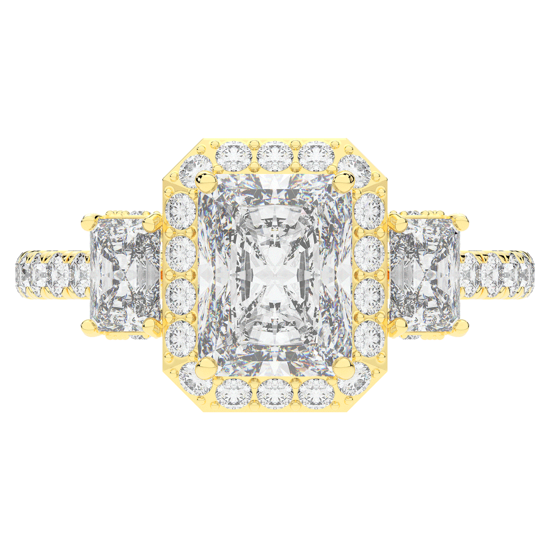 3.20CT.TW RADIANT LAB DIAMOND 3 STONE ENGAGEMENT RING - Nazarelle