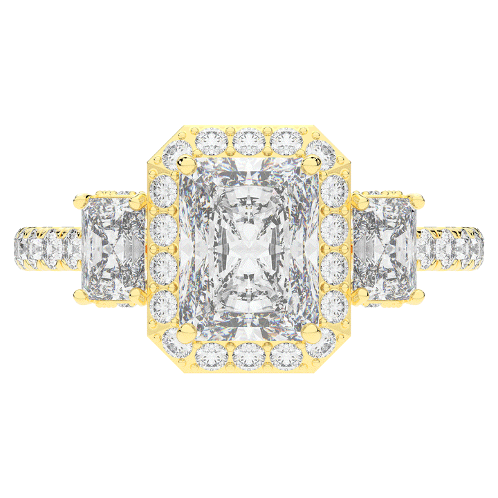3.20CT.TW RADIANT LAB DIAMOND 3 STONE ENGAGEMENT RING - Nazarelle