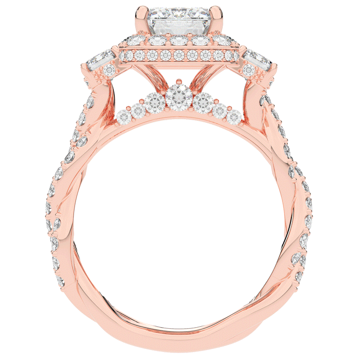 4.70CT.TW EMERALD CUT LAB DIAMOND 3 STONE ENGAGEMENT RING - Nazarelle