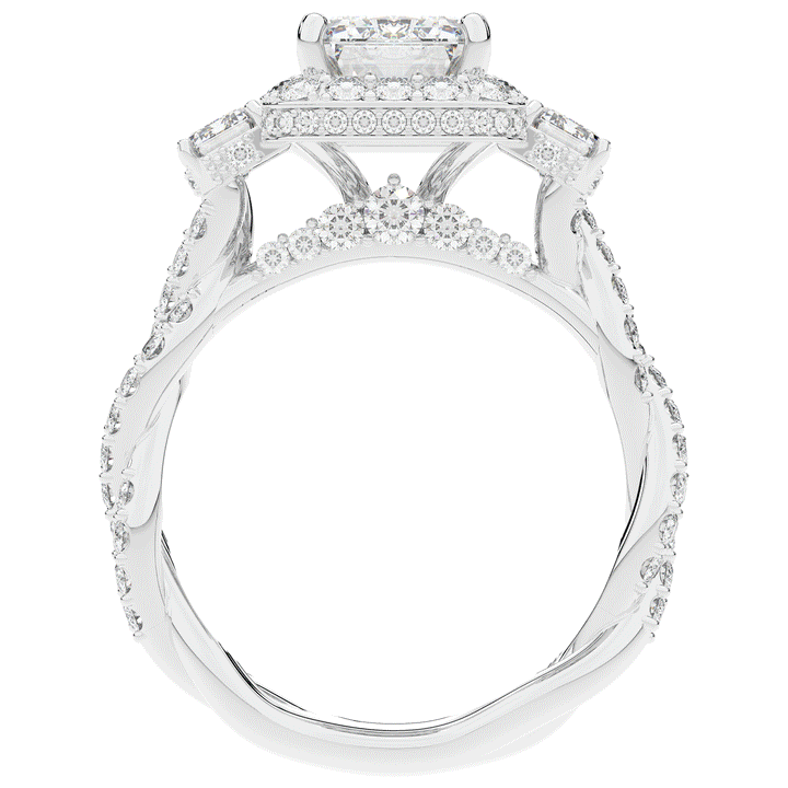 4.70CT.TW EMERALD CUT LAB DIAMOND 3 STONE ENGAGEMENT RING - Nazarelle