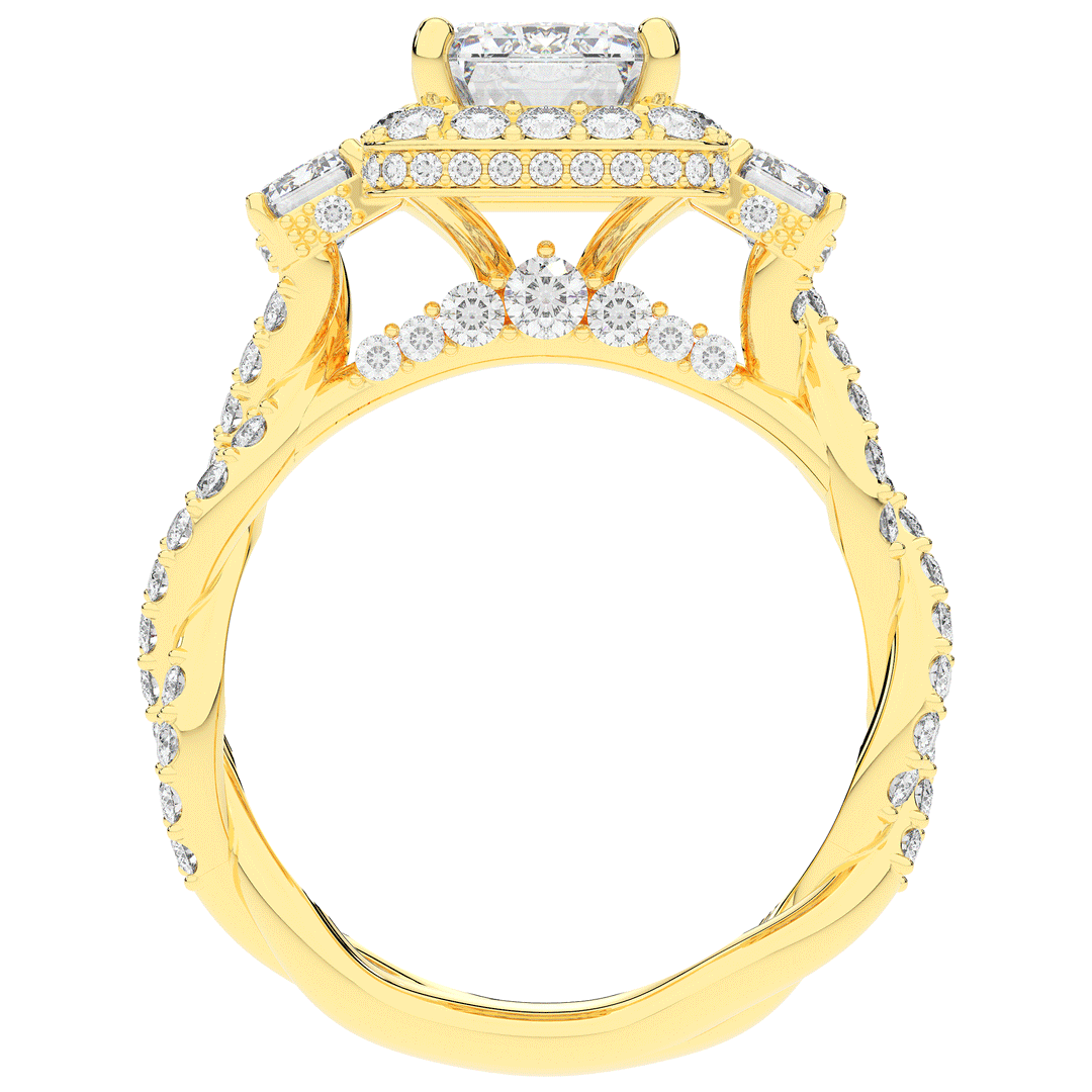 4.70CT.TW EMERALD CUT LAB DIAMOND 3 STONE ENGAGEMENT RING - Nazarelle