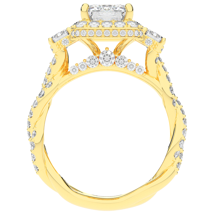 4.70CT.TW EMERALD CUT LAB DIAMOND 3 STONE ENGAGEMENT RING - Nazarelle