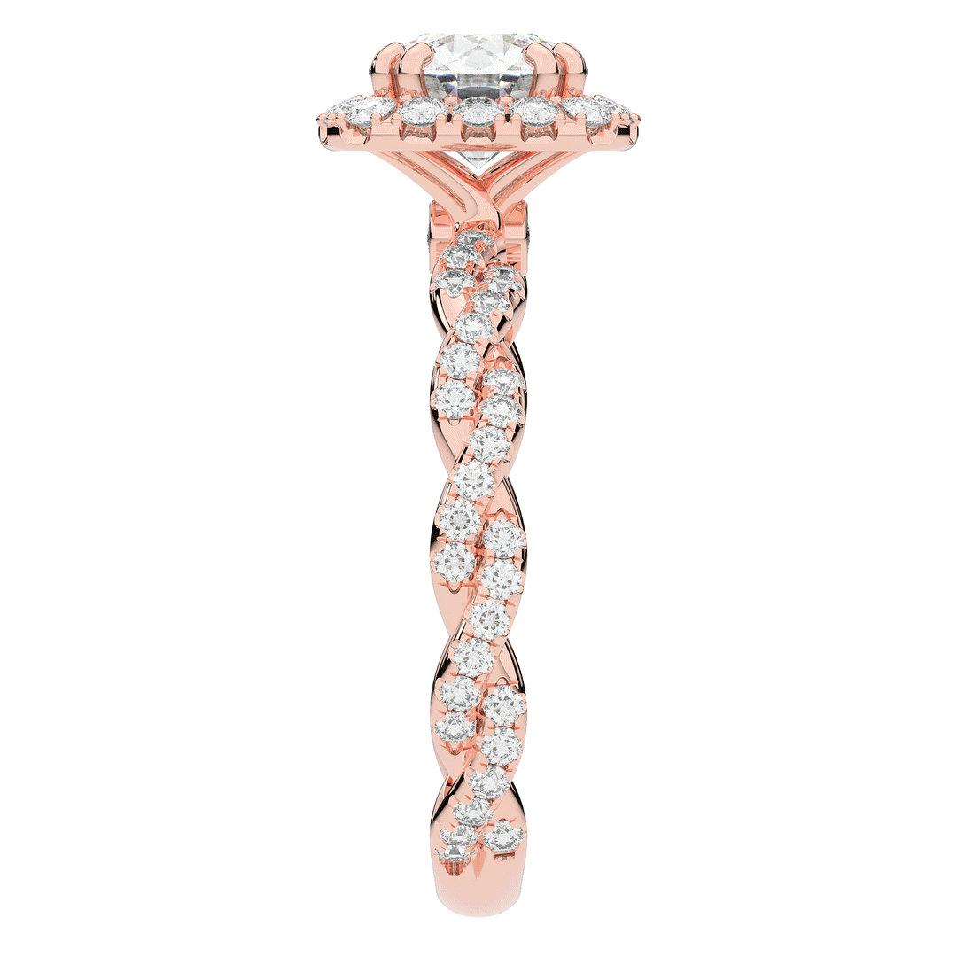 1.55CT.TW ROUND LAB DIAMOND HALO TWIST ENGAGEMENT RING - Nazarelle