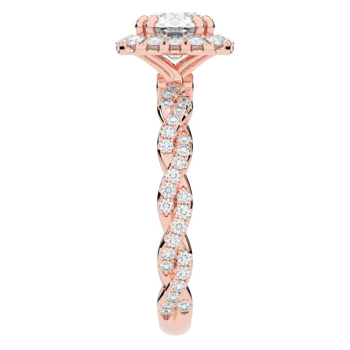 1.55CT.TW ROUND LAB DIAMOND HALO TWIST ENGAGEMENT RING - Nazarelle