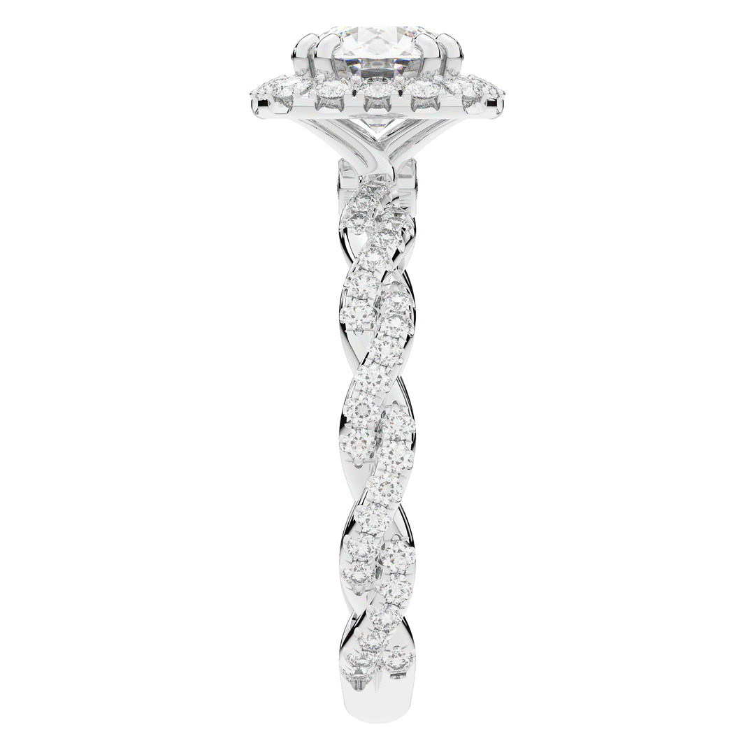 1.55CT.TW ROUND LAB DIAMOND HALO TWIST ENGAGEMENT RING - Nazarelle