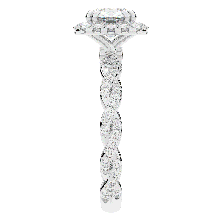 1.55CT.TW ROUND LAB DIAMOND HALO TWIST ENGAGEMENT RING - Nazarelle