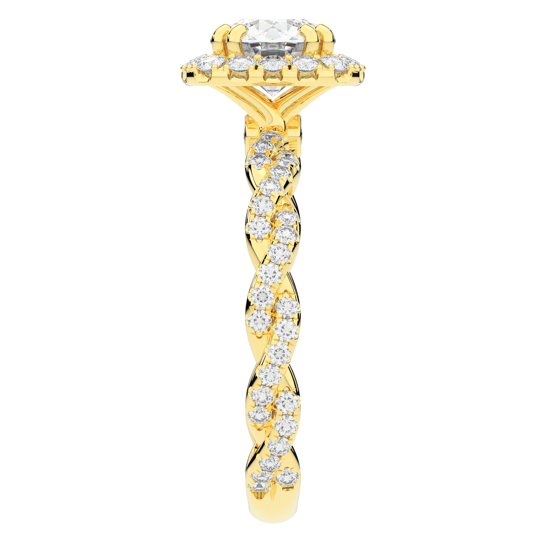 1.55CT.TW ROUND LAB DIAMOND HALO TWIST ENGAGEMENT RING - Nazarelle