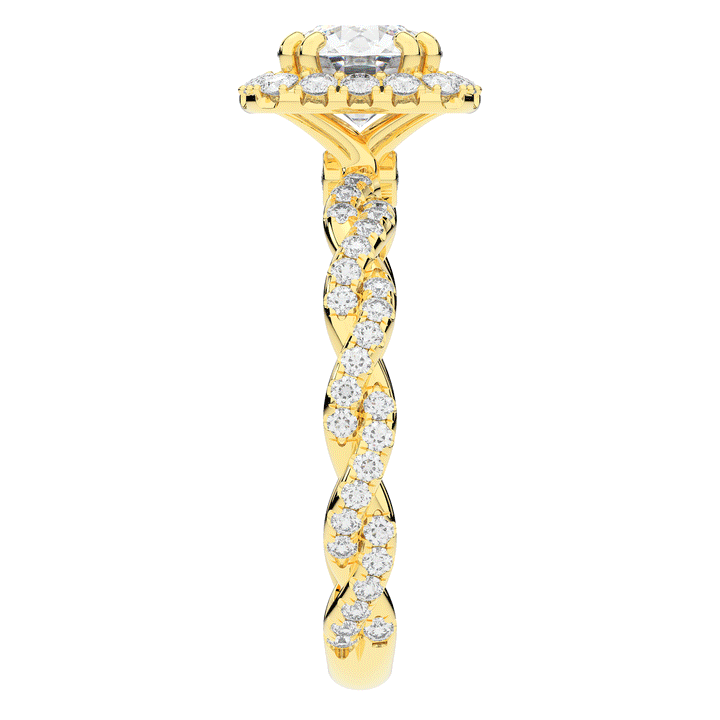 1.55CT.TW ROUND LAB DIAMOND HALO TWIST ENGAGEMENT RING - Nazarelle