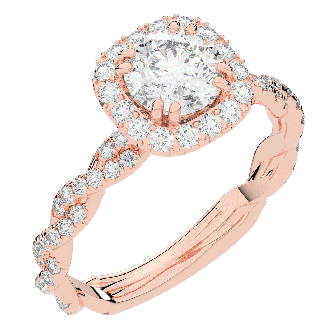 1.55CT.TW ROUND LAB DIAMOND HALO TWIST ENGAGEMENT RING - Nazarelle