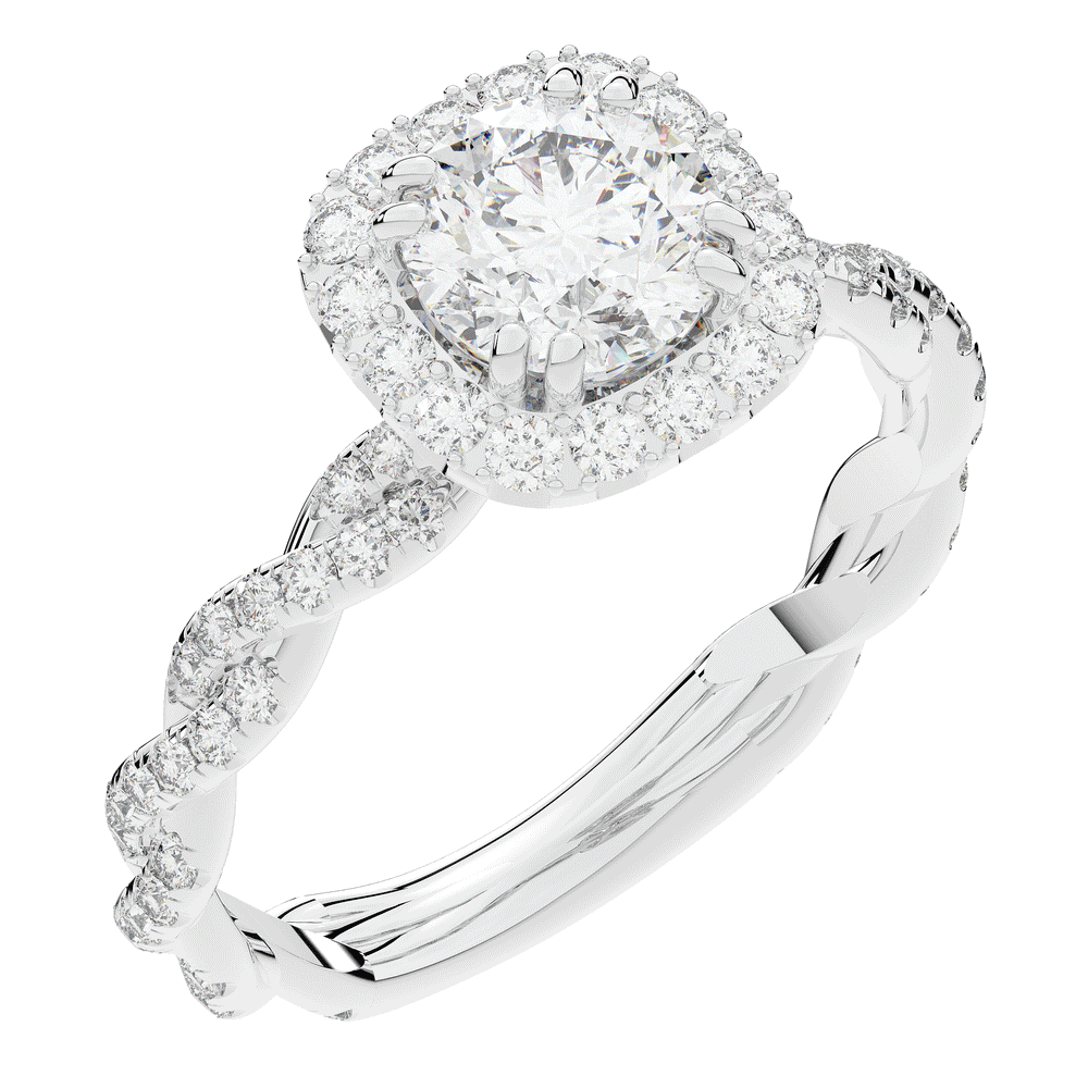 1.55CT.TW ROUND LAB DIAMOND HALO TWIST ENGAGEMENT RING - Nazarelle