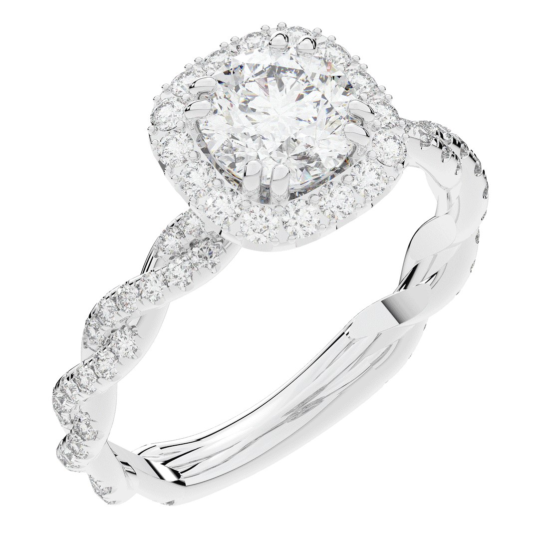1.55CT.TW ROUND LAB DIAMOND HALO TWIST ENGAGEMENT RING - Nazarelle