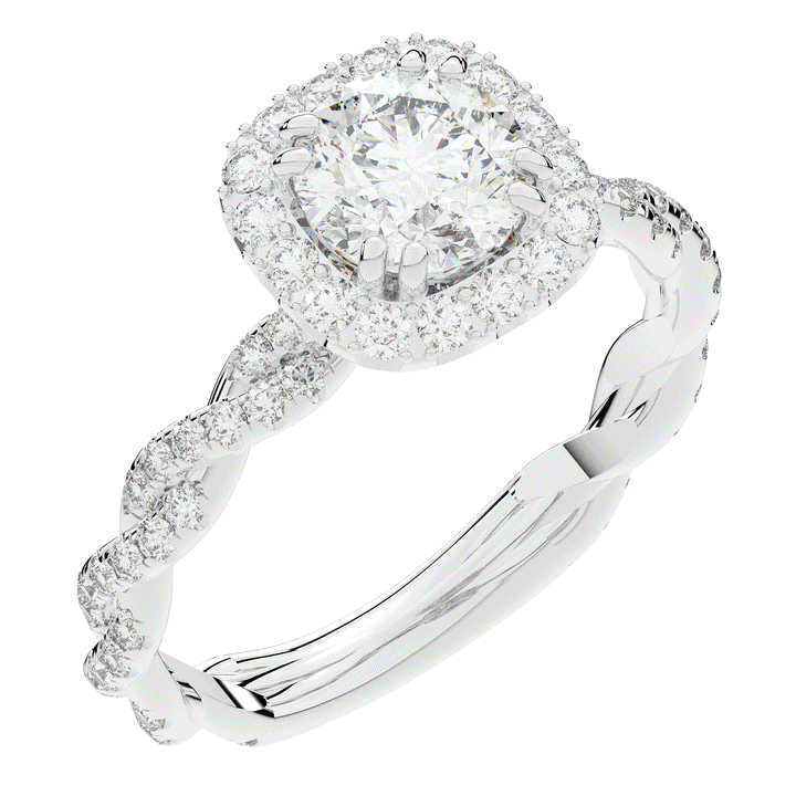 1.55CT.TW ROUND LAB DIAMOND HALO TWIST ENGAGEMENT RING - Nazarelle