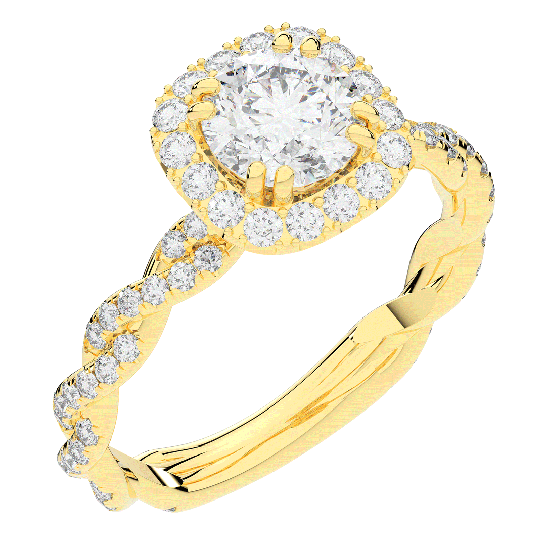 1.55CT.TW ROUND LAB DIAMOND HALO TWIST ENGAGEMENT RING - Nazarelle
